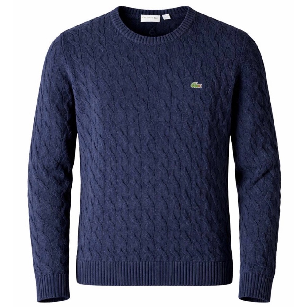 Lacoste Men's Blue Cable Knit Sweater